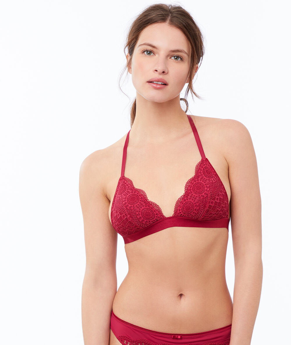 Triangle en dentelle, dos nageur grenadine.