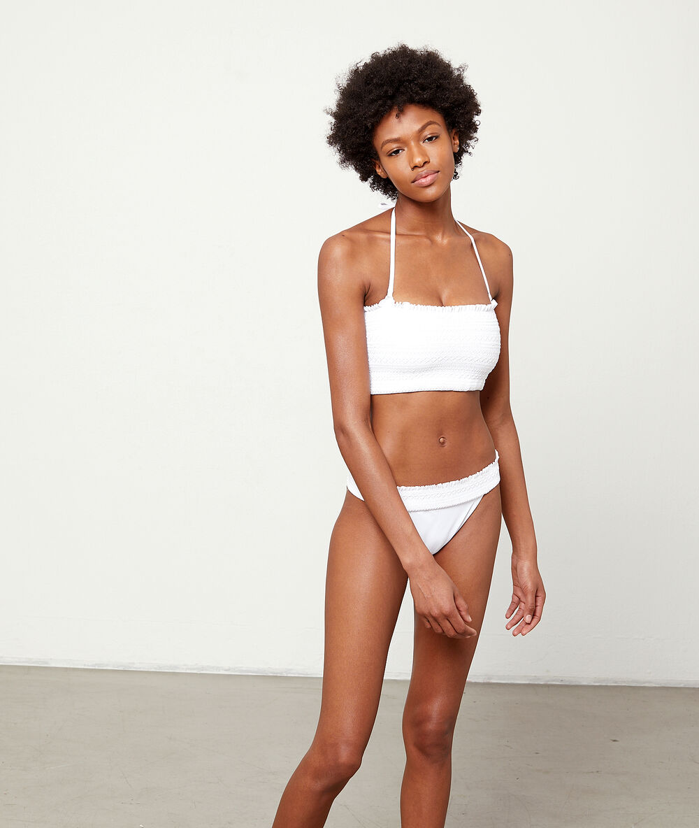Bikinioberteil, breites bandeau, bestickt ekrü.