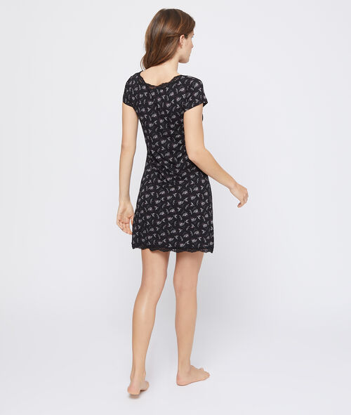 Nachthemd mit floralem Print und Spitze am Ausschnitt Nachthemd mit floralem Print und Spitze am Ausschnitt