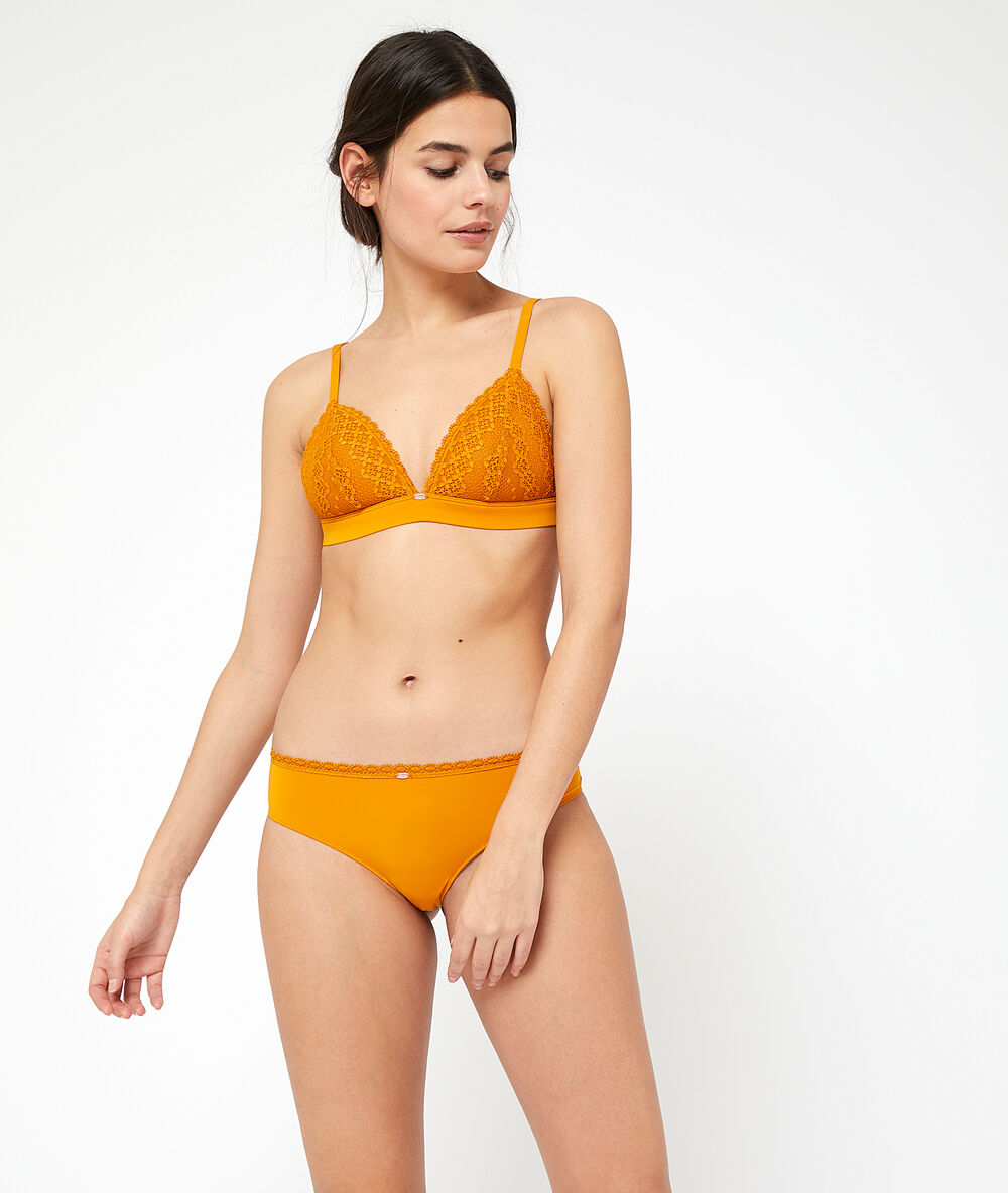 Hipster dentelle et microfibre ocre.