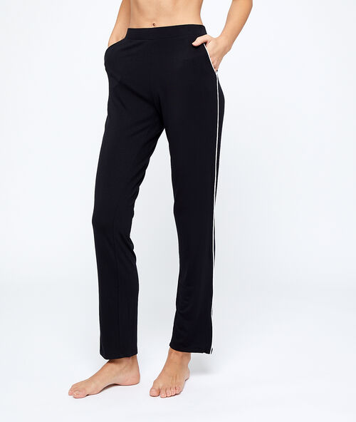 Pyjamahose mit seitlichen b&auml;ndern schwarz.