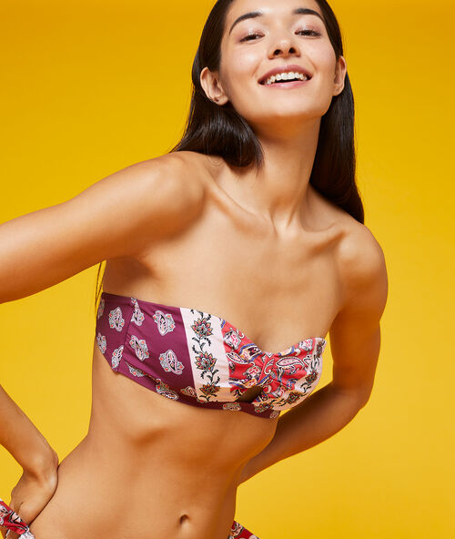 Haut de maillot de bain bandeau, bretelles amovibles multicolore.