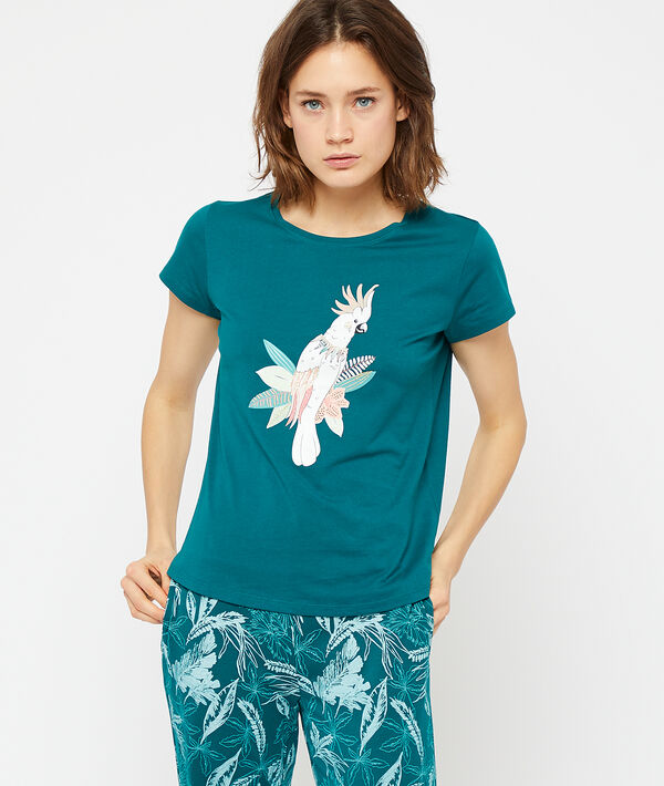 T-Shirt aus Bio-Baumwolle mit Papagei-Print T-Shirt aus Bio-Baumwolle mit Papagei-Print;${refinementColor}