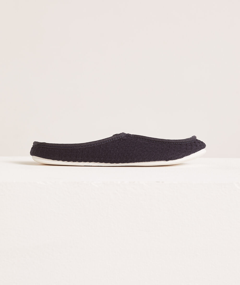 Mules maille nid d'abeille bleu nuit.