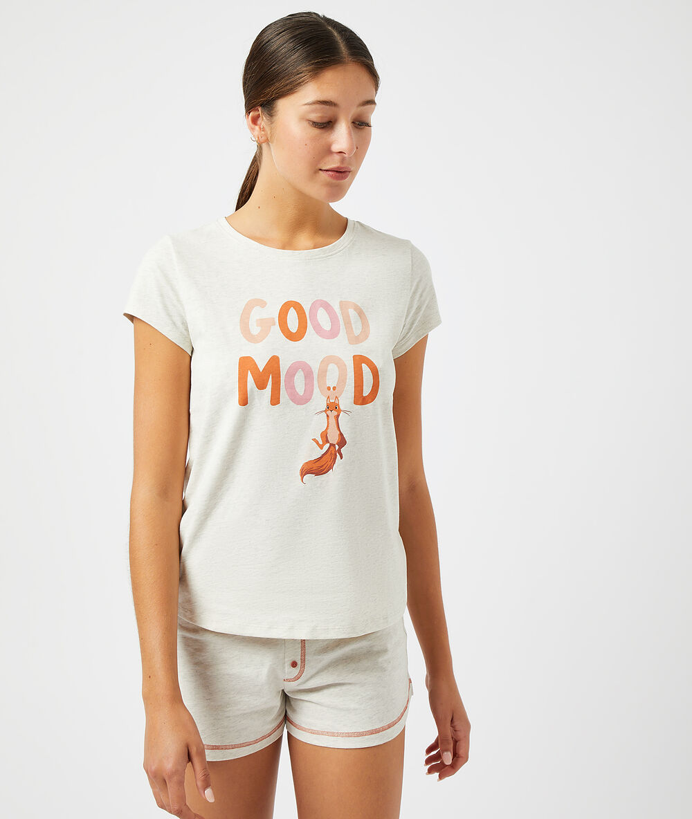 T-shirt „good mood“ beige.