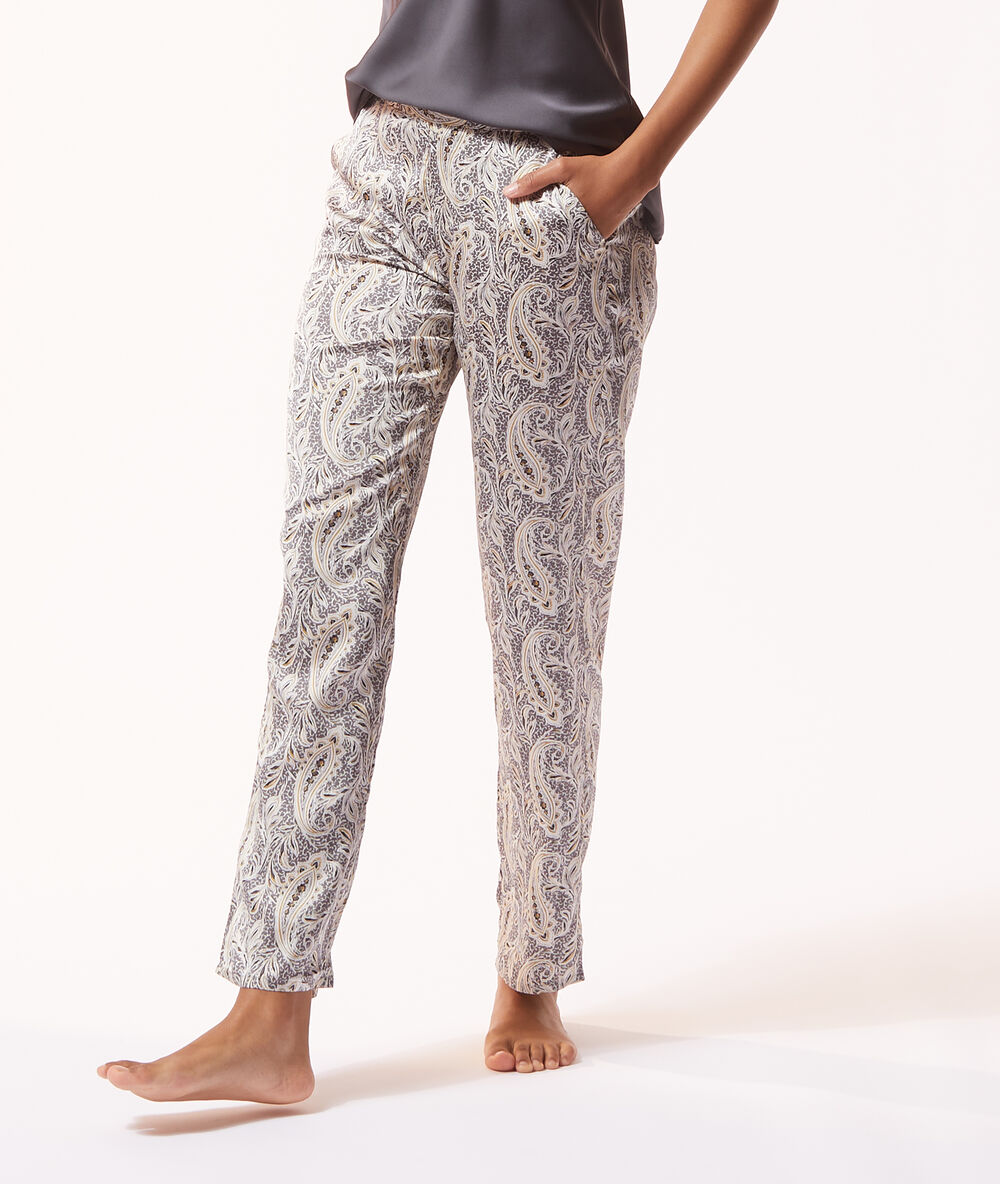 Pyjama 3 Pieces Satin Et Polaire Anthracite Etam