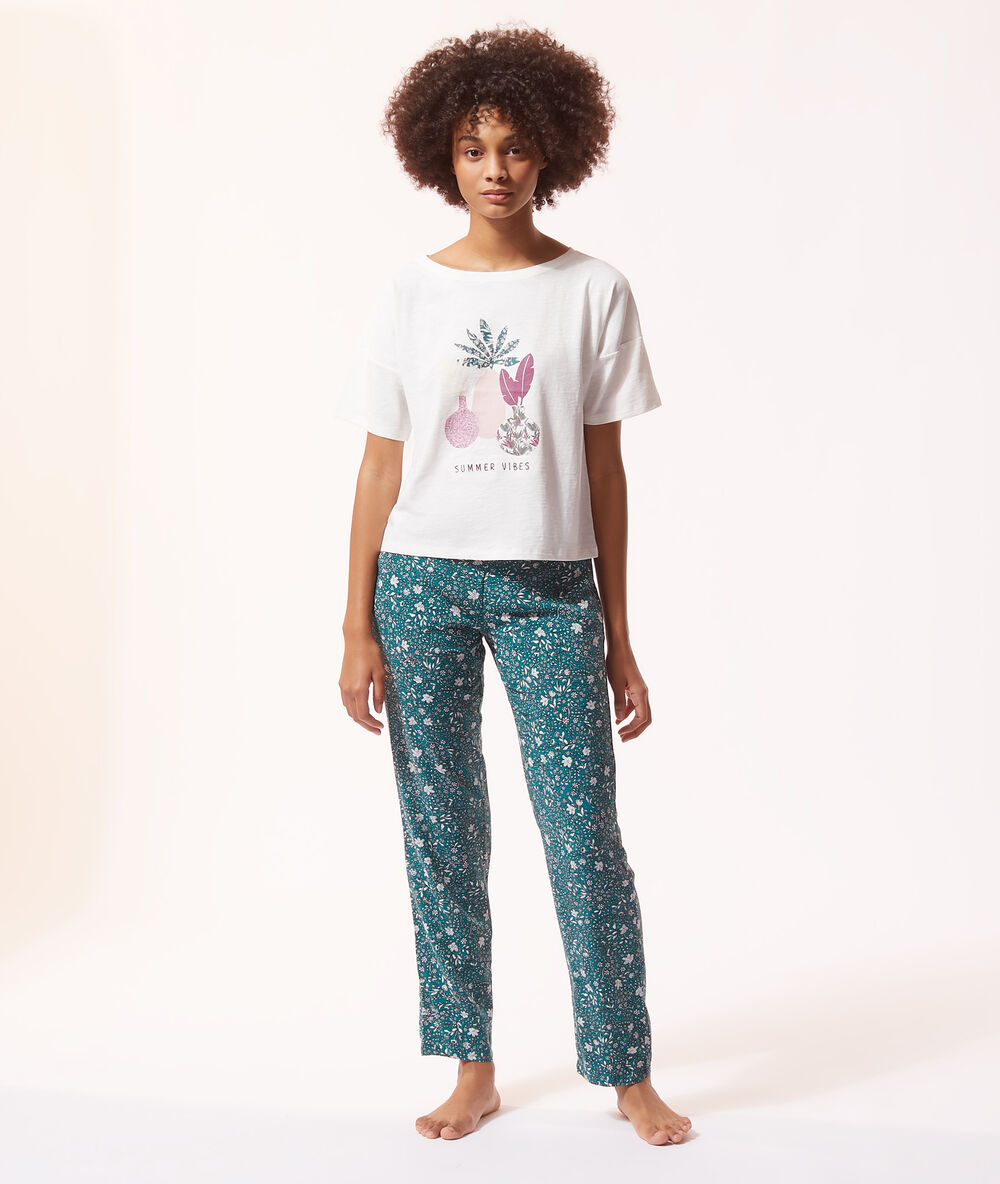 T-shirt mit print ekrü.