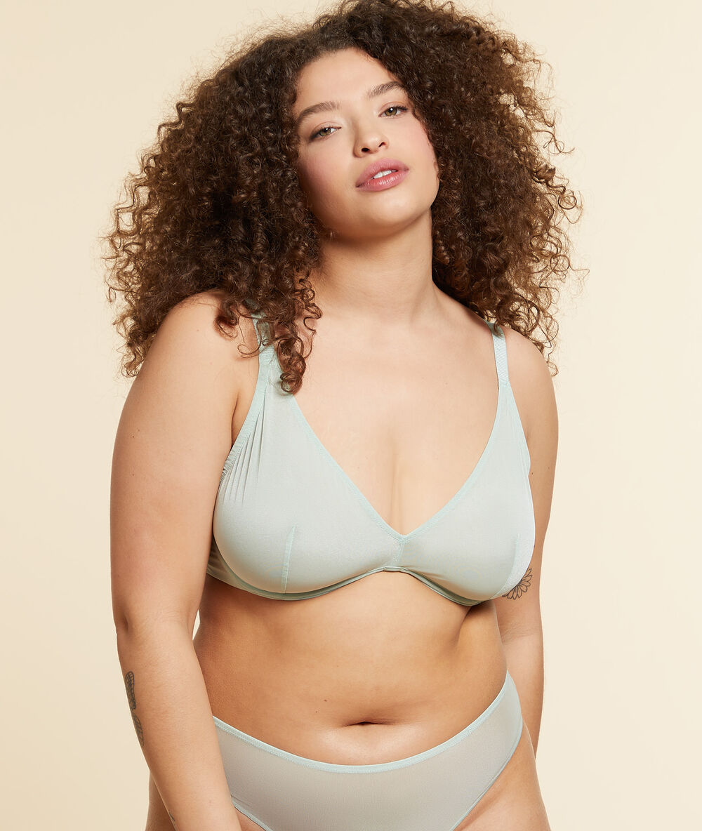 Soutien-gorge n°7 - triangle armaturé vert nil.
