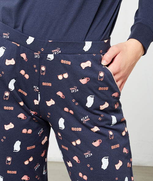 Pantalon imprimé bleu.