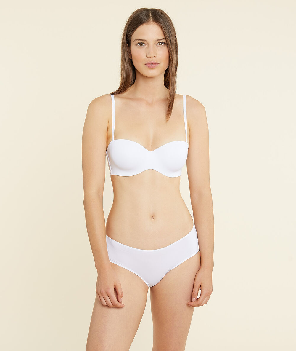 Bandeau microfibre, bretelles amovibles bonnet d blanc.