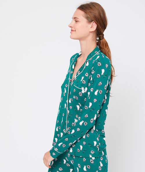 Chemise de pyjama en viscose &eacute;co-responsable vert.