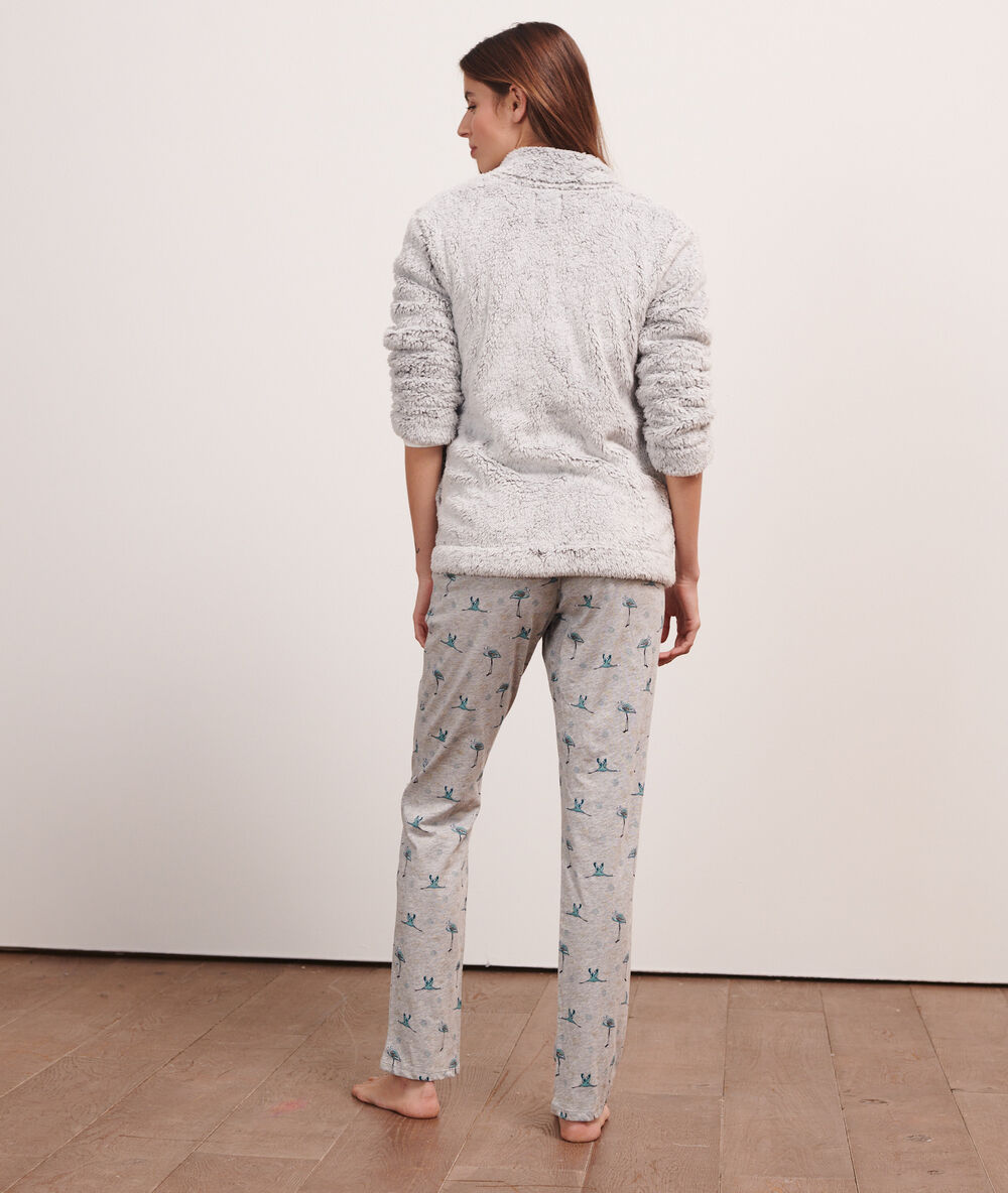 Pyjama 3 pièces "oiseaux" gris.