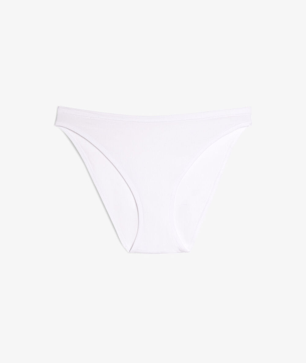 Culotte high leg en coton bio extensible blanc.