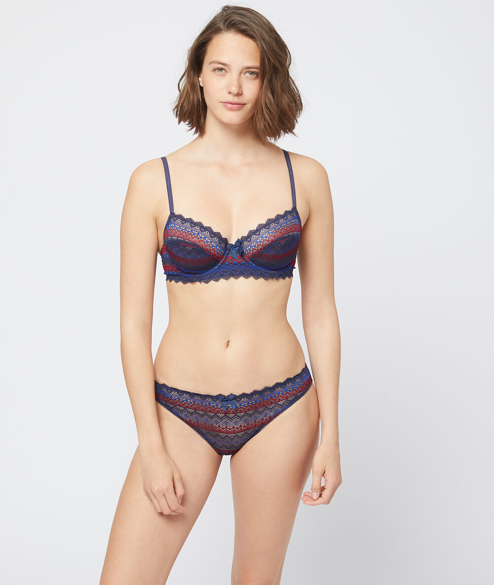 Culotte en dentelle géométrique marine.