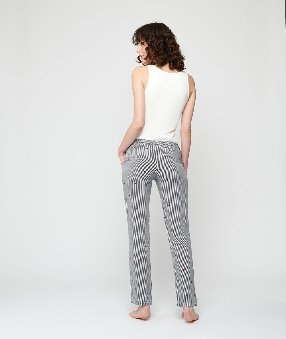 Pantalon rayé ecru.
