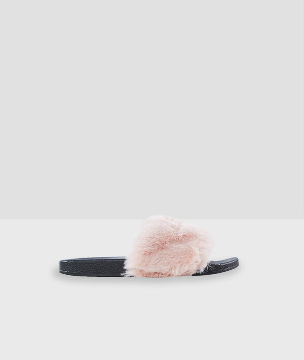 Offene Pantoffeln aus Kunstpelz Offene Pantoffeln aus Kunstpelz;${refinementColor}