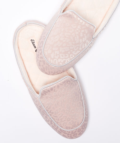 Seidig schimmernde pantoffeln mit leoparden-print rosa.