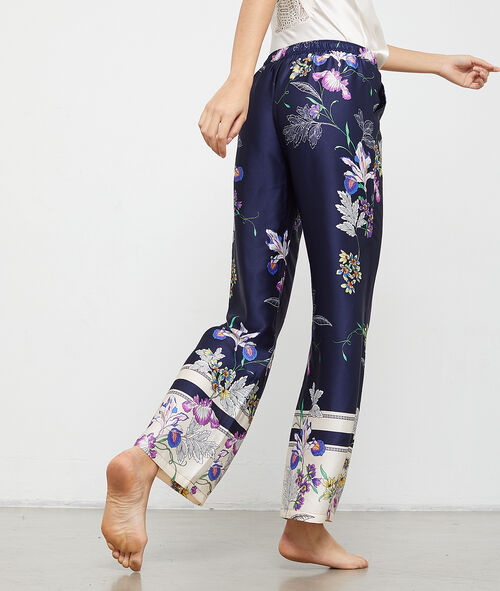 Pantalon satiné imprimé fleuri Pantalon satiné imprimé fleuri