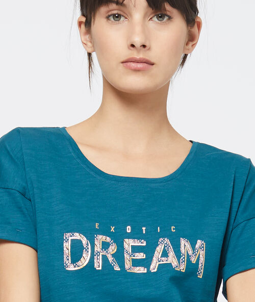 T-shirt mit print und statement blau gr&uuml;n.