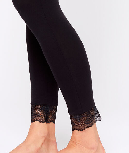 Leggings mit spitzensaum schwarz.