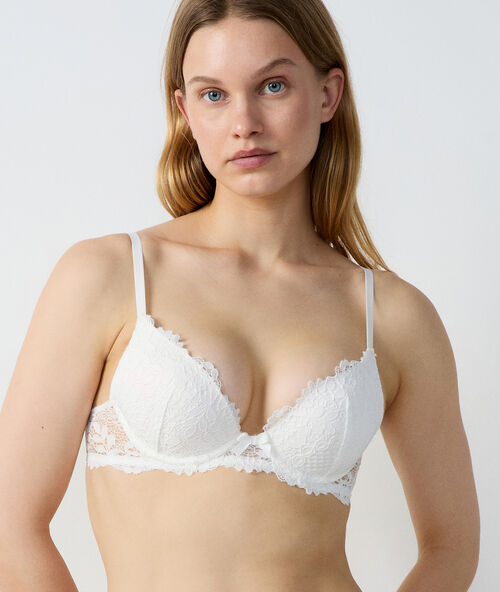 Soutien-gorge n&deg;2 - push-up plongeant ecru.