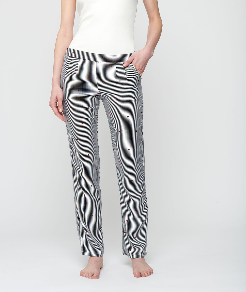 Pantalon rayé ecru.