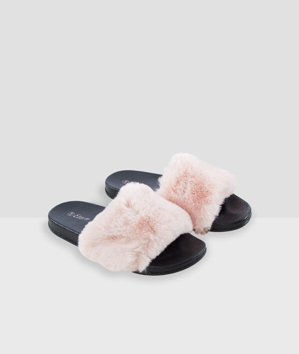 Offene Pantoffeln aus Kunstpelz Offene Pantoffeln aus Kunstpelz;${refinementColor}