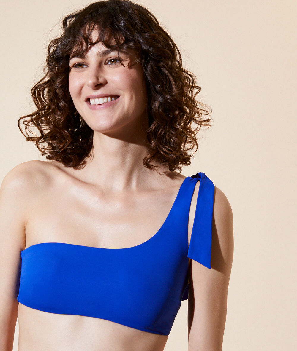 Haut de maillot de bain brassière, pads amovibles bleu royal.