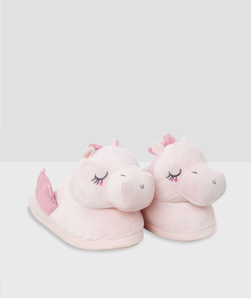 Pantoffeln drache 3d rosa.