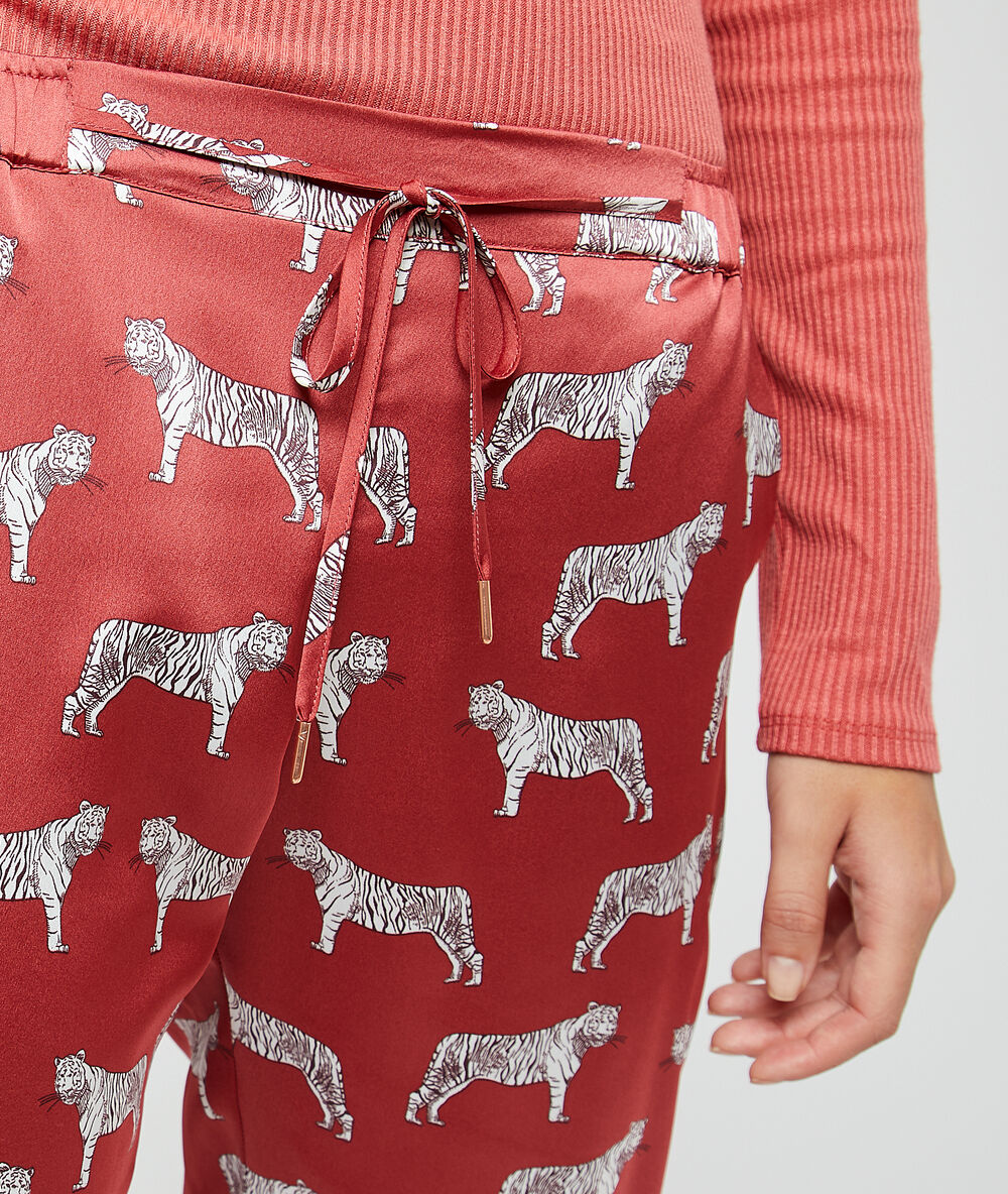 Pantalon à imprimé "fauves" rose.