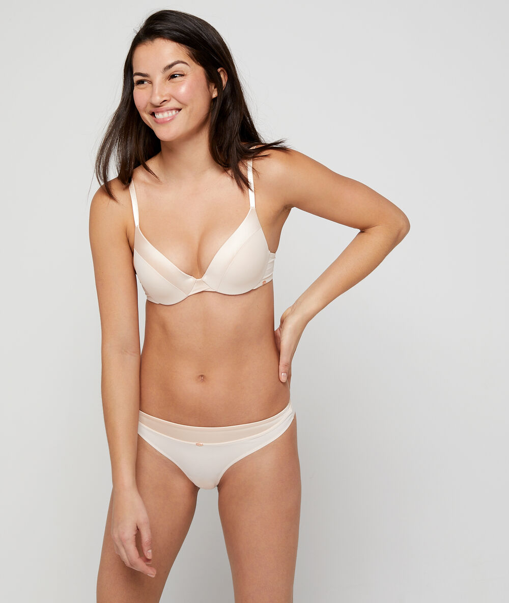Soutien-gorge n°2 - push up plongeant rose poudre.