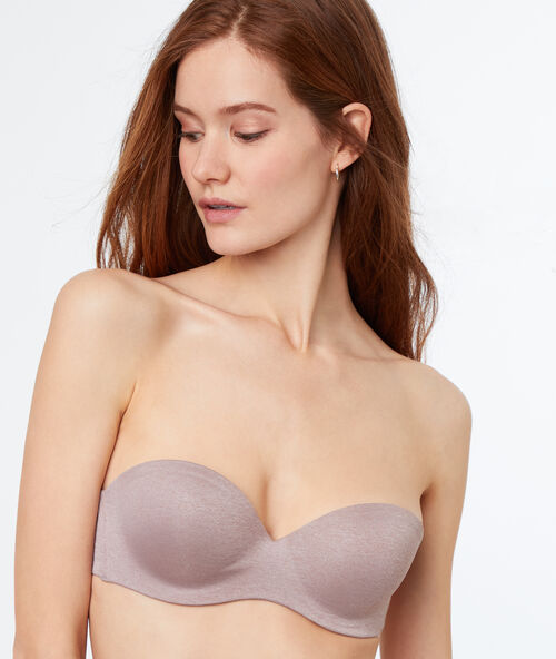 Bandeau push-up, bretelles amovibles, bonnet b taupe.