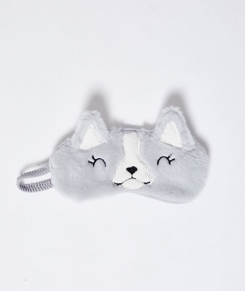 Maske mit kuscheltier-h&uuml;ndchen grau.