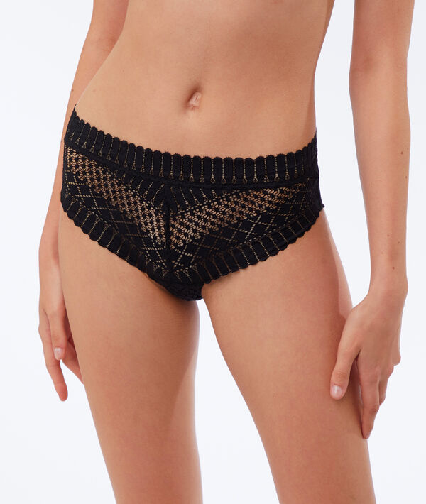 Shorty en dentelle taille haute Shorty en dentelle taille haute;${refinementColor}