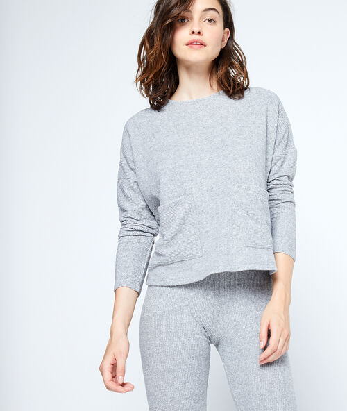 T-shirt manches longues &agrave; poches gris.