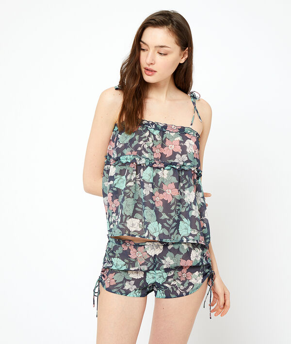 Shorts mit floralem Print und Bändchen Shorts mit floralem Print und Bändchen;${refinementColor}