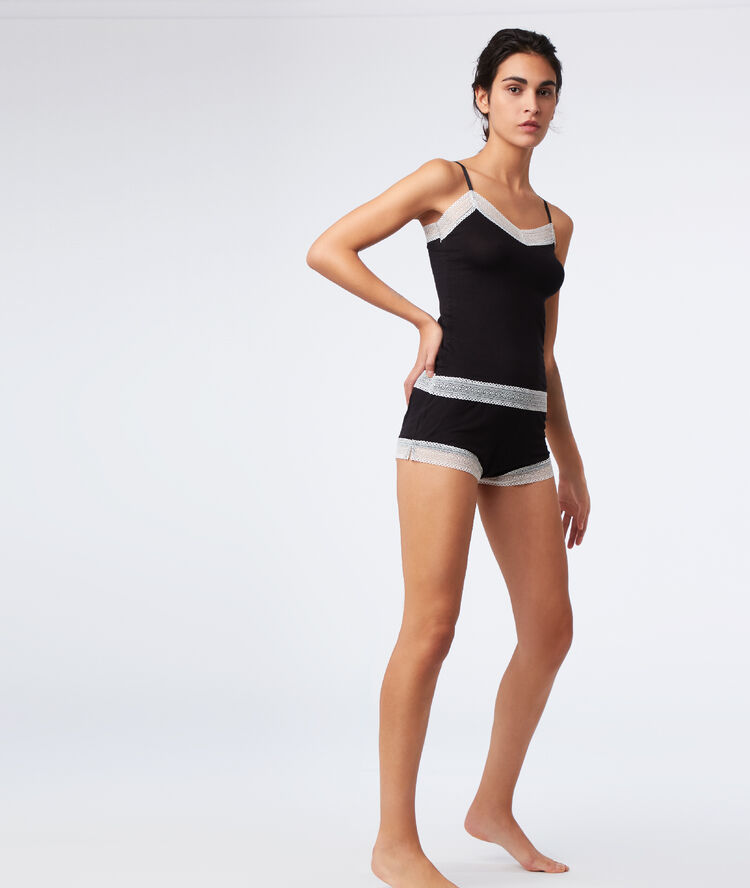 Shorts mit spitzensaum schwarz.