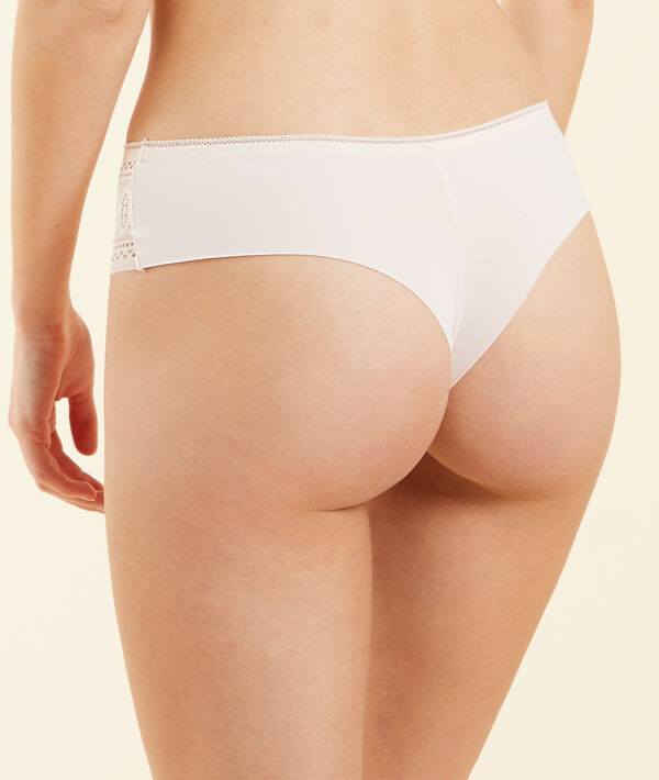 Tanga in Bandeau-Form aus Mikrofaser und Spitze Tanga in Bandeau-Form aus Mikrofaser und Spitze;${refinementColor}