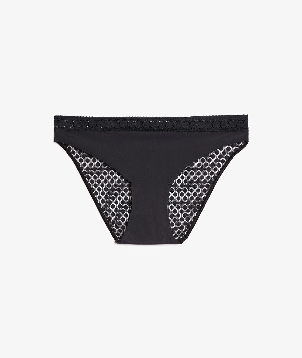 Panty aus mikrofaser und spitze schwarz.