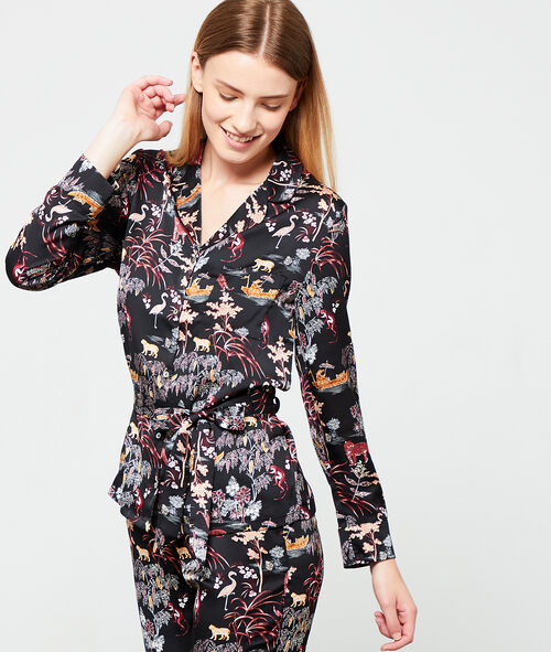 Chemise de pyjama satinée imprimée Chemise de pyjama satinée imprimée