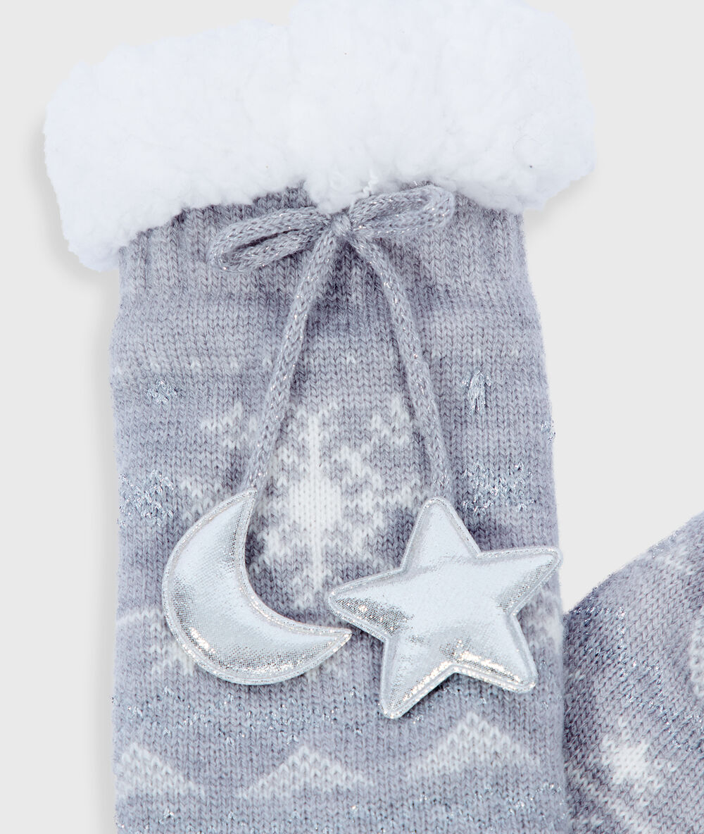 Chaussettes homewear nouées à motifs gris.