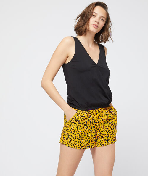 Shorts mit leoparden-print gelb.