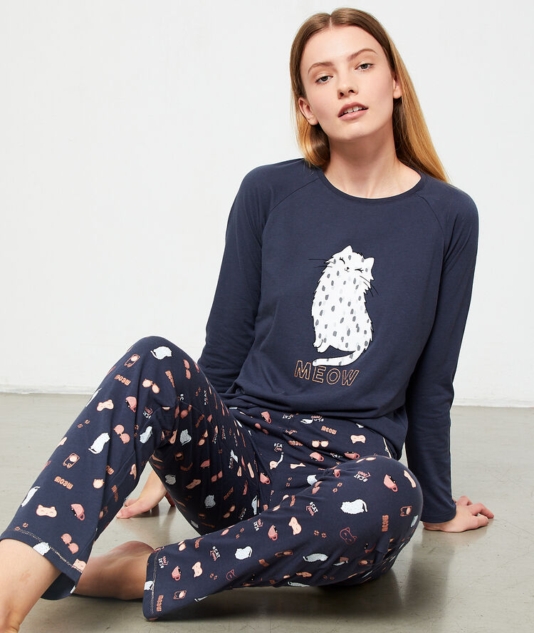 Pantalon imprimé bleu.