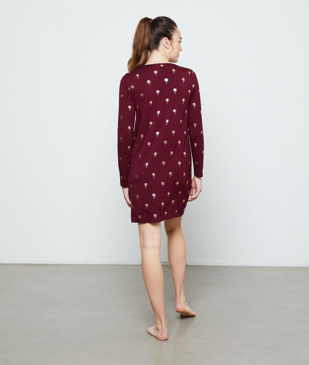 Nachthemd mit palmen-print grenat burgund.