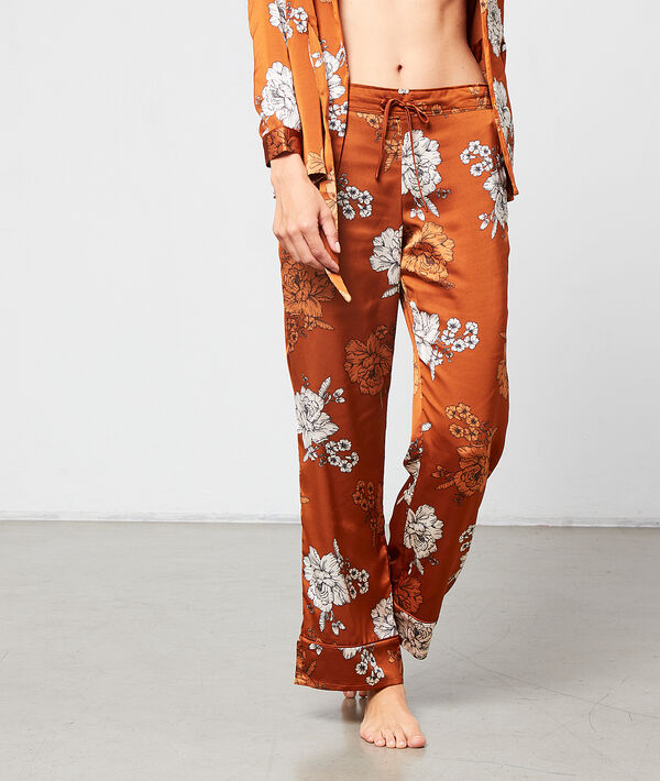 Seidig schimmernde Hose mit floralem Print Seidig schimmernde Hose mit floralem Print