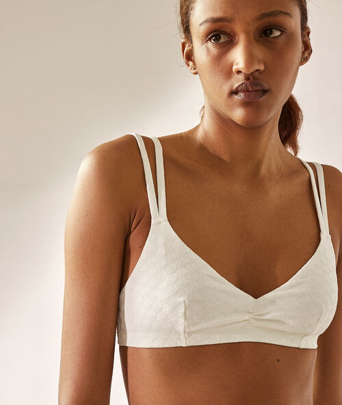 Bikinioberteil in bandeau-form aus strukturiertem material ekrü.