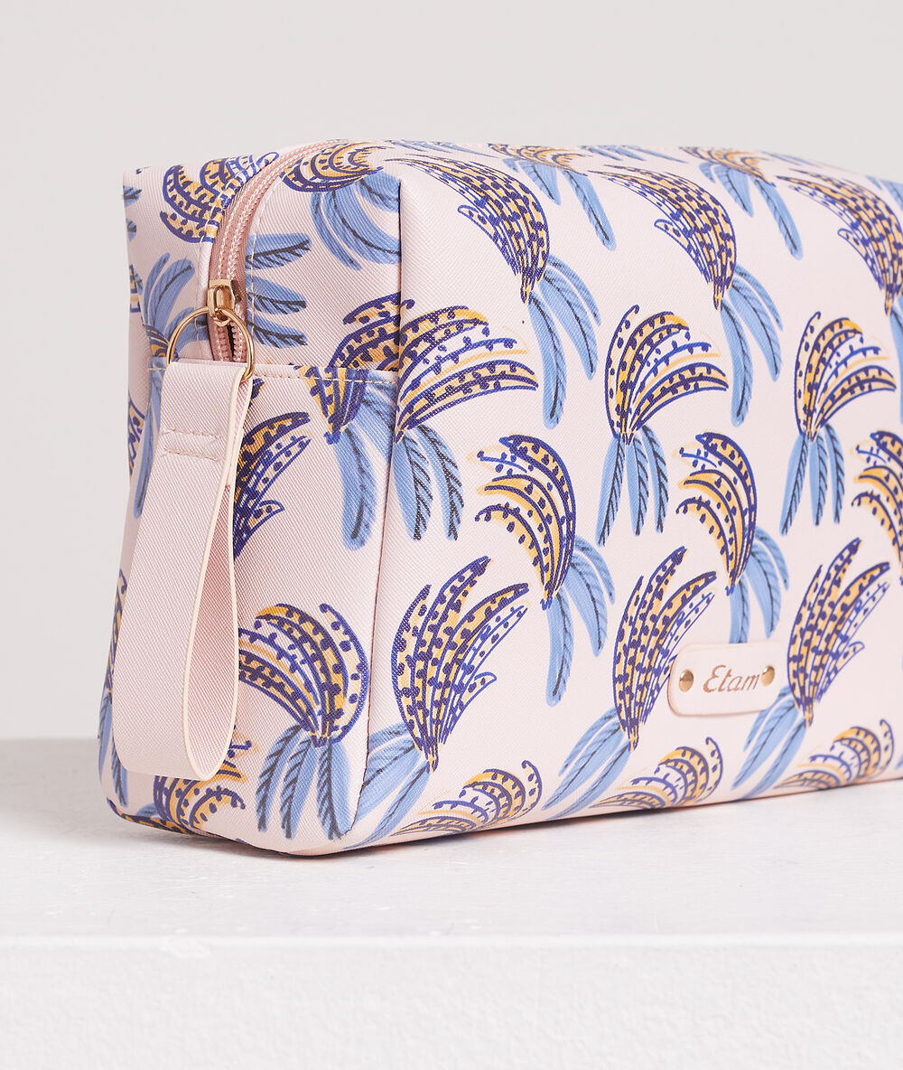 Trousse imprimé tropical rose.