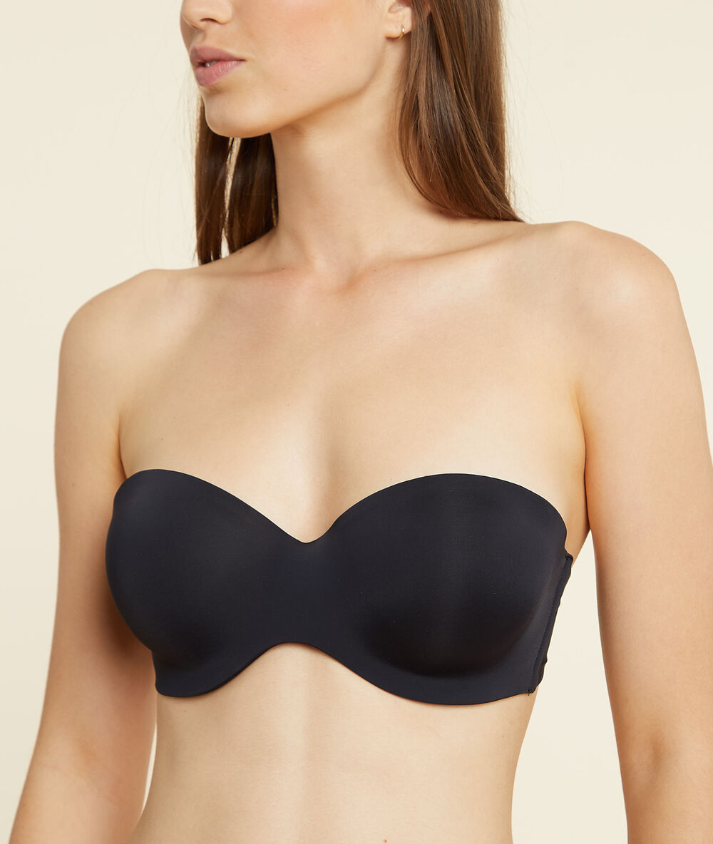 Bandeau microfibre, bretelles amovibles, bonnet d noir.