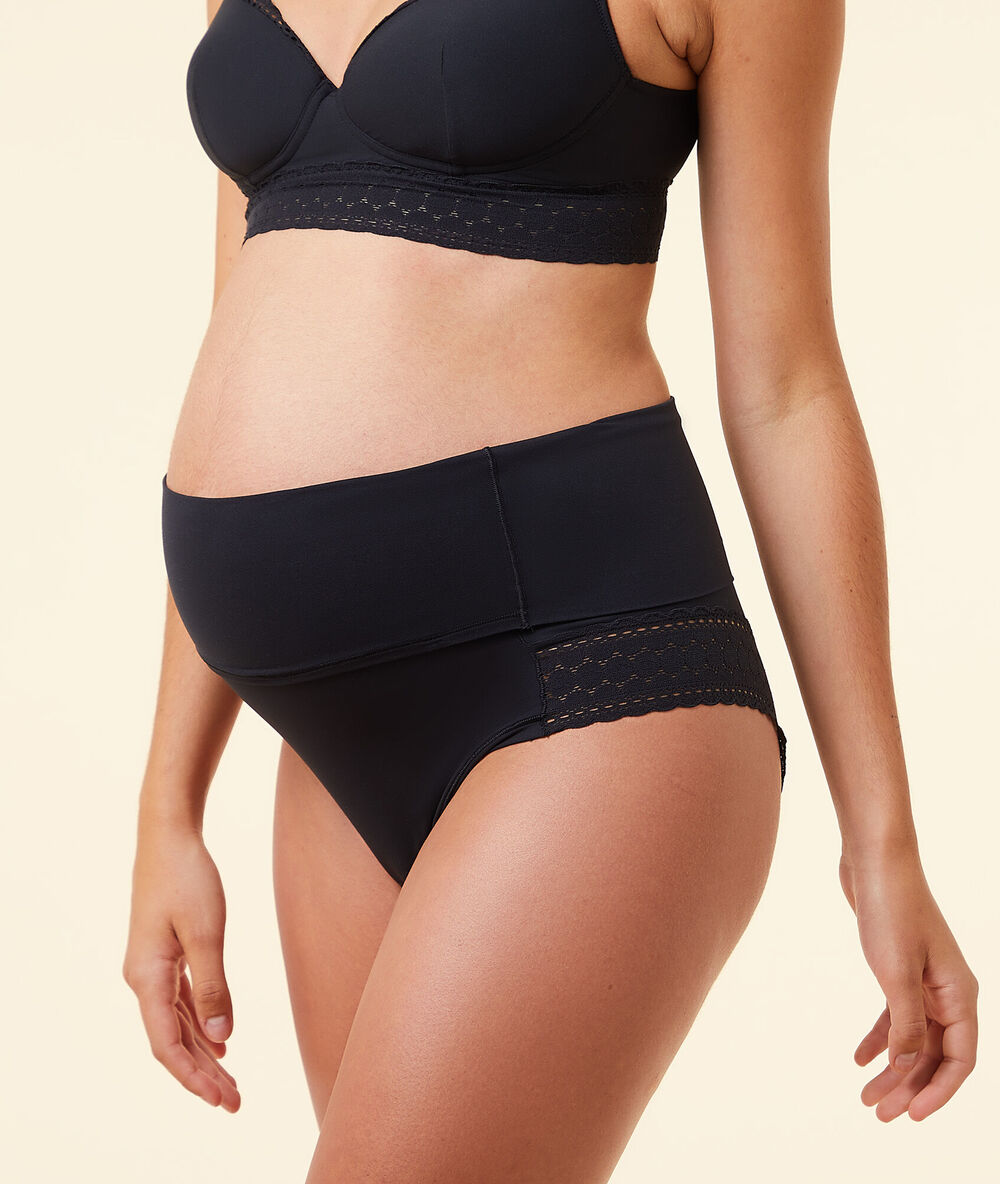Culotte taille haute, ceinture rabattable noir.