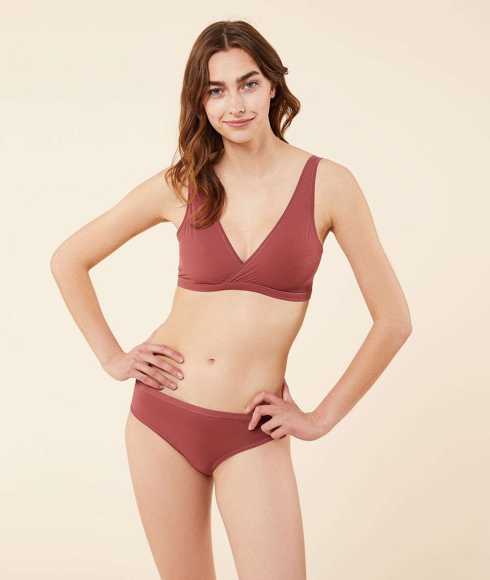 Wende-bh aus stretch-mikrofaser terracotta.